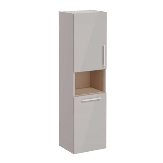 Image of VitrA: Root Flat Wall-hung Tall Cabinet Unit with Doors and Laundry Basket (400mm)