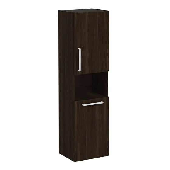 Image of VitrA: Root Flat Wall-hung Tall Cabinet Unit with Doors and Laundry Basket in Natural Finish (400m)