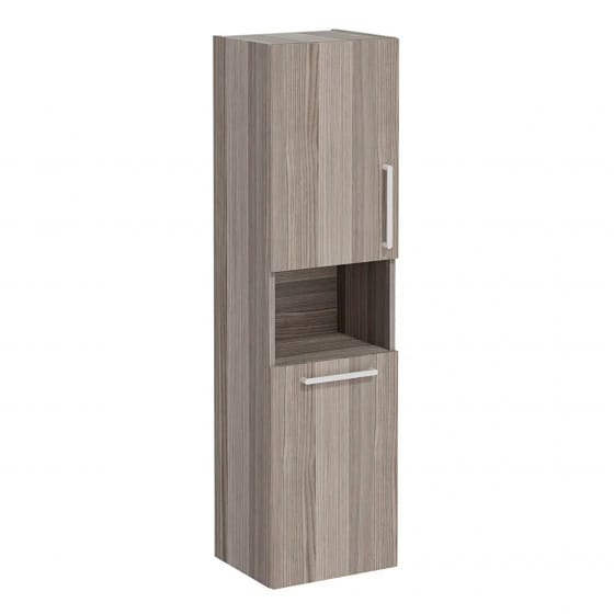 Image of VitrA: Root Flat Wall-hung Tall Cabinet Unit with Doors and Laundry Basket in Natural Finish (400m)