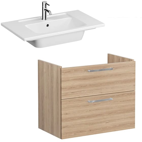 Image of VitrA: Root Flat Wall-hung Vanity Unit with Two Drawers & Basin (800mm)