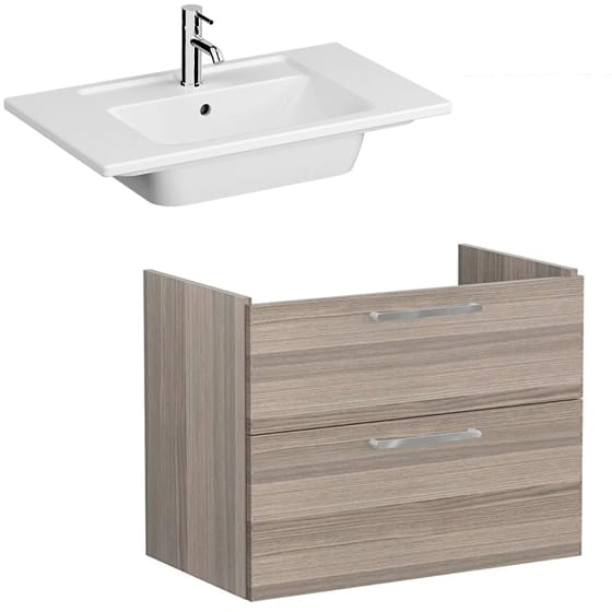 Image of VitrA: Root Flat Wall-hung Vanity Unit with Two Drawers & Basin (800mm)