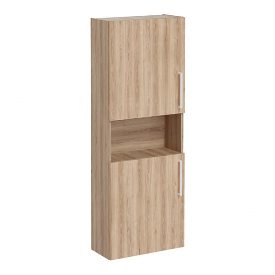 Image of VitrA: Root Flat Wall-hung Tall Cabinet Unit in Natural Finish (550mm)