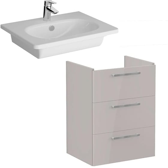 Image of VitrA: Root Flat Wall-hung Vanity Unit with Three Drawers and Basin (600mm)