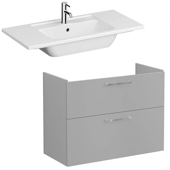 Image of VitrA: Root Flat Wall-hung Vanity Unit with Two Drawers and Basin (1000mm)