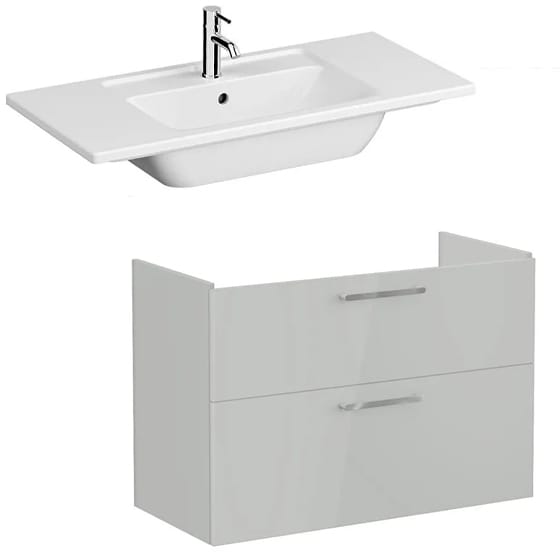 Image of VitrA: Root Flat Wall-hung Vanity Unit with Two Drawers and Basin (1000mm)