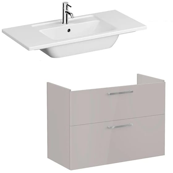 Image of VitrA: Root Flat Wall-hung Vanity Unit with Two Drawers and Basin (1000mm)