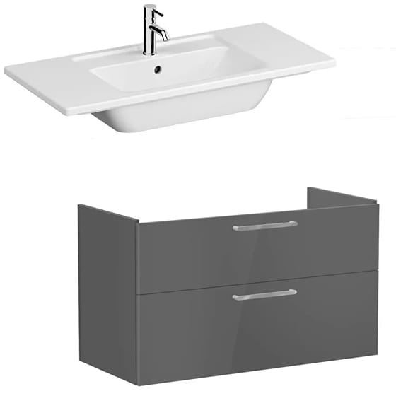 Image of VitrA: Root Flat Wall-hung Vanity Unit with Two Drawers and Basin (1000mm)