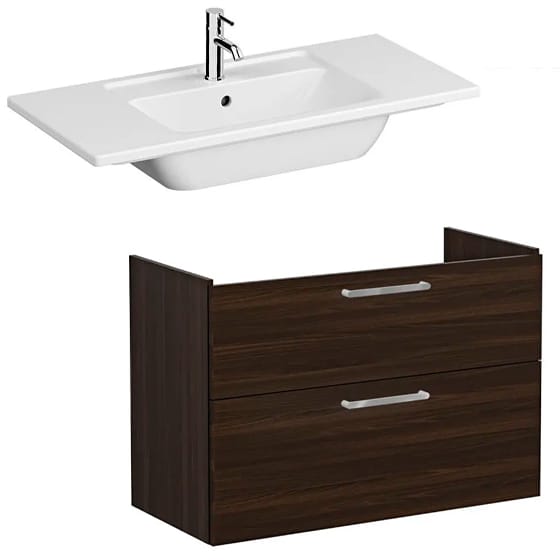 Image of VitrA: Root Flat Wall-hung Vanity Unit with Two Drawers and Basin (100cm)