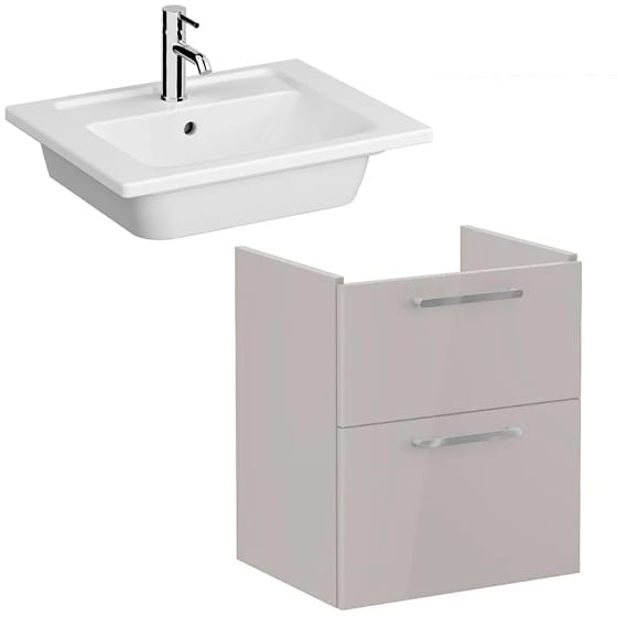 Image of VitrA: Root Flat Wall-hung Compact Vanity Unit with Two Drawers & Basin (60cm)
