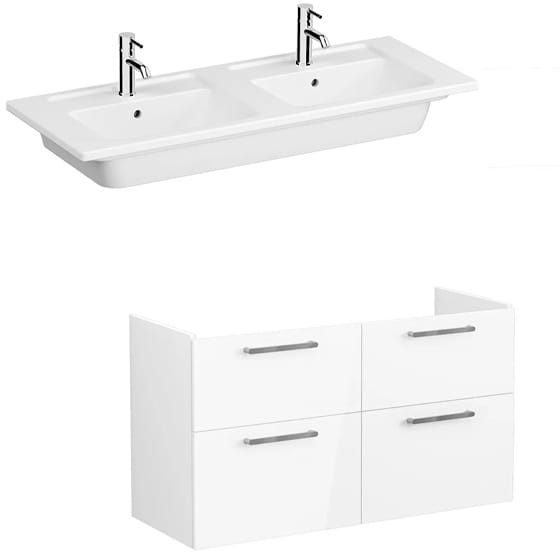 Image of VitrA: Root Flat Wall-hung Vanity Unit with Four Drawers and Basin (1200mm)