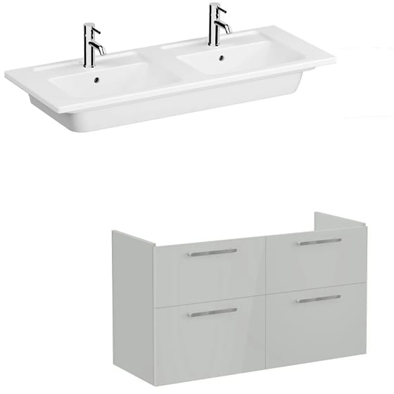 Image of VitrA: Root Flat Wall-hung Vanity Unit with Four Drawers and Basin (1200mm)
