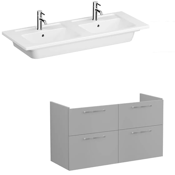 Image of VitrA: Root Flat Wall-hung Vanity Unit with Four Drawers and Basin (1200mm)