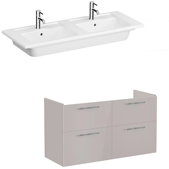 Image of VitrA: Root Flat Wall-hung Vanity Unit with Four Drawers and Basin (1200mm)