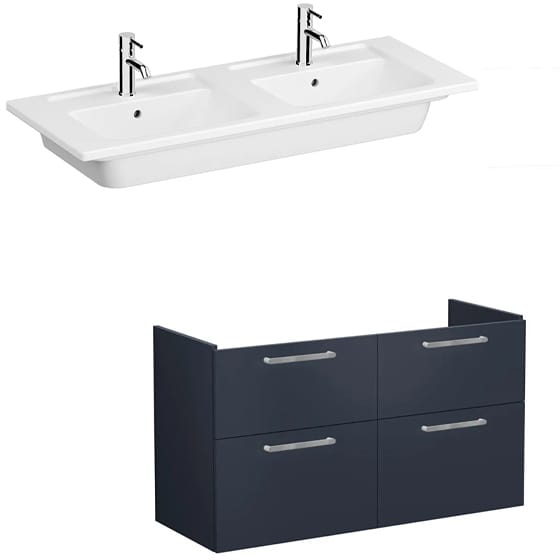 Image of VitrA: Root Flat Wall-hung Vanity Unit with Four Drawers and Basin (1200mm)