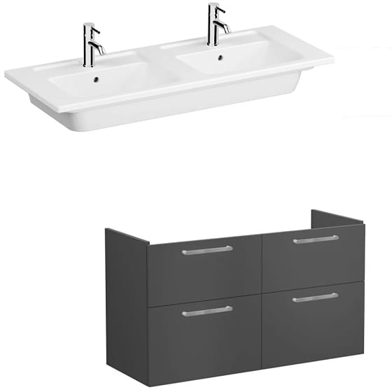 Image of VitrA: Root Flat Wall-hung Vanity Unit with Four Drawers and Basin (1200mm)