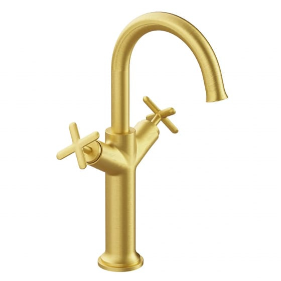Image of VitrA: Origin Classic Tall Basin Mixer Tap with Cross Handles