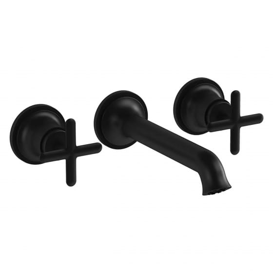 Image of VitrA: Origin Classic Wall-mounted Basin Mixer Tap with Crosshead Handles