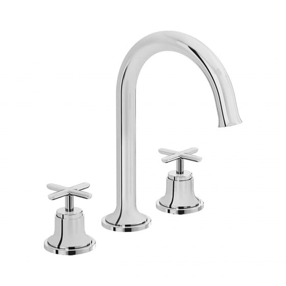 Image of VitrA: Origin Classic 3-Hole Basin Mixer Tap with Crosshead Handles