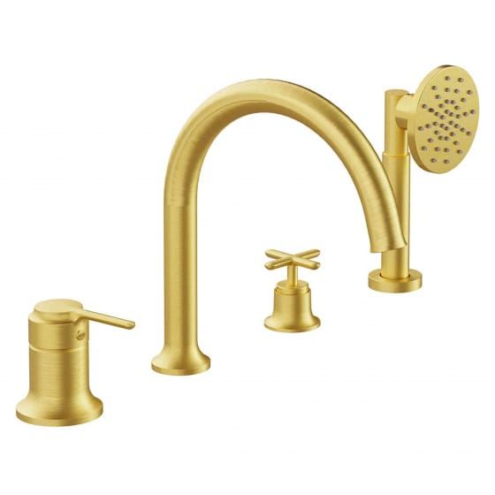 Image of VitrA: Origin Classic Deck-mounted Bath Shower Mixer Tap with Hand Shower