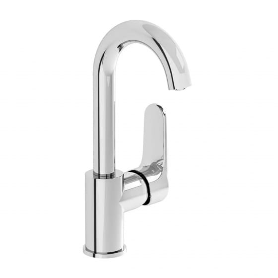 Image of VitrA: Root Round Deck-mounted Basin Mixer Tap with Swivel Spout