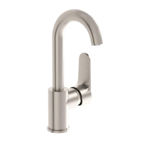 Image of VitrA: Root Round Deck-mounted Basin Mixer Tap with Swivel Spout