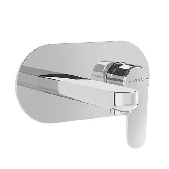 Image of VitrA: Root Round Wall-mounted Basin Mixer Tap with Lever Handle