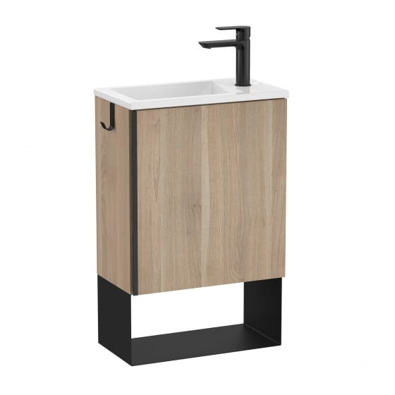 Image of Roca: Mini Cloakroom Wall-hung Vanity Unit and Basin with One Door (465mm)