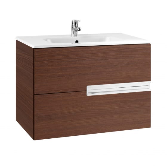 Image of Roca: Victoria-N Unik wall-hung Vanity Unit with basin and two drawers (1000mm)