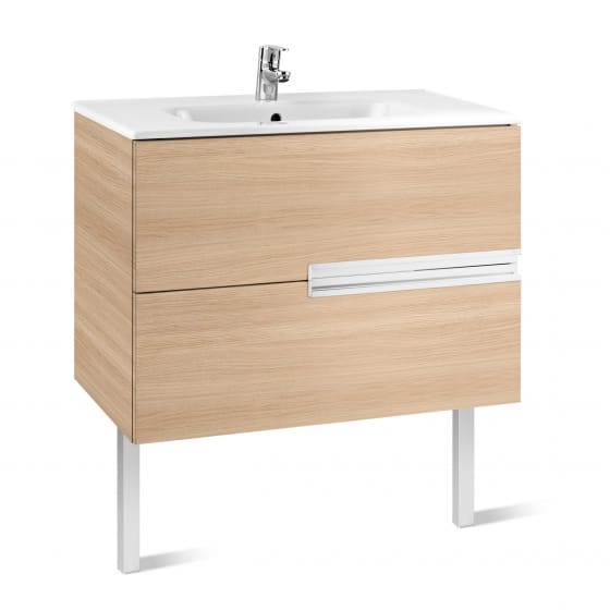 Image of Roca: Victoria-N Unik Wall-hung Vanity Unit with Square Basin and Two Drawers (800mm)