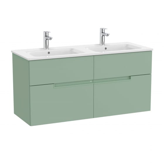 Image of Roca: Victoria-N Unik Wall-hung Vanity Unit with Double Basins & Four Drawers (1190mm)
