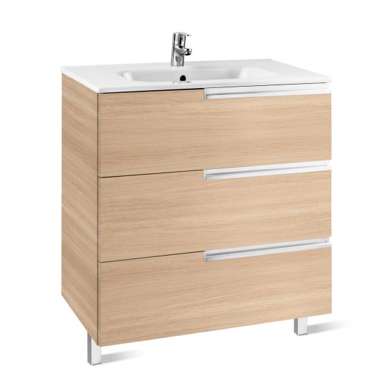 Image of Roca: Victoria-N Unik Wall-hung Vanity Unit with Basin & Three Drawers (700mm)
