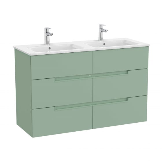 Image of Roca: Victoria-N Unik Wall-hung Vanity Unit with Six Drawers & Double Basins (1190mm)