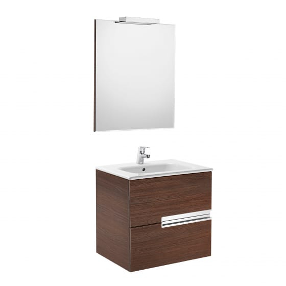 Image of Roca: Victoria-N Unik Vanity Pack with Vanity Unit, Basin, Mirror & Spotlight (600mm)