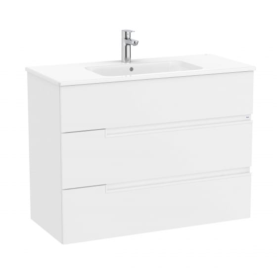 Image of Roca: Victoria-N Unik Wall-hung Vanity Unit with Basin & Three Drawers (1000mm)