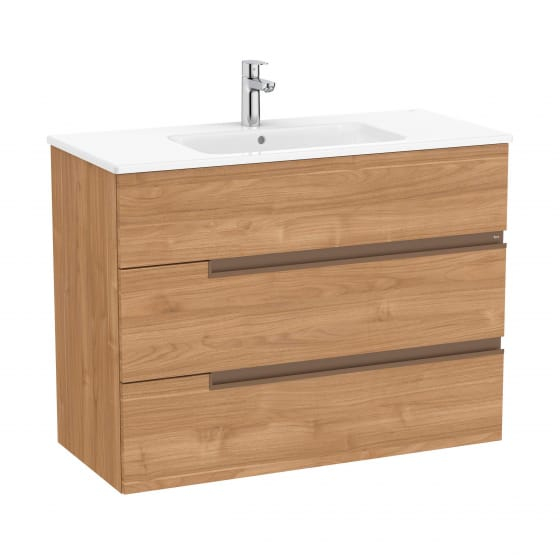 Image of Roca: Victoria-N Unik Wall-hung Vanity Unit with Basin & Three Drawers (1000mm)