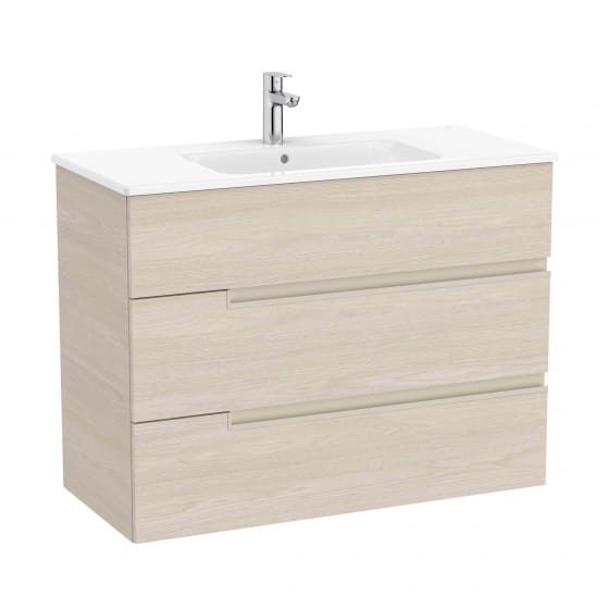 Image of Roca: Victoria-N Unik Wall-hung Vanity Unit with Basin & Three Drawers (1000mm)