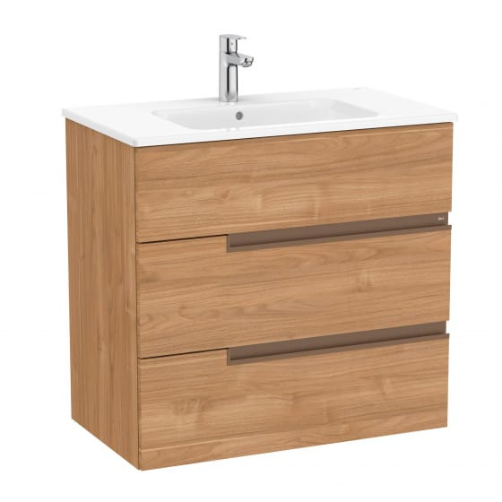 Image of Roca: Victoria-N Unik Wall-hung Vanity Unit with Basin & Three Drawers (800mm)