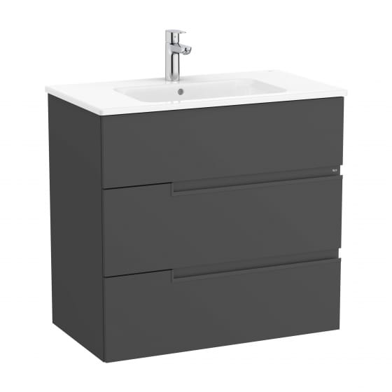 Image of Roca: Victoria-N Unik Wall-hung Vanity Unit with Basin & Three Drawers (800mm)