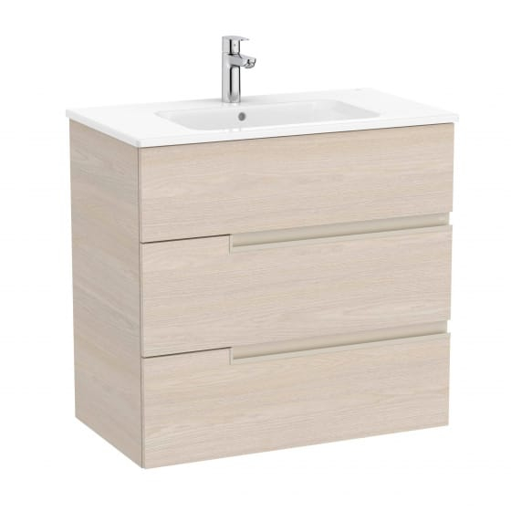 Image of Roca: Victoria-N Unik Wall-hung Vanity Unit with Basin & Three Drawers (800mm)