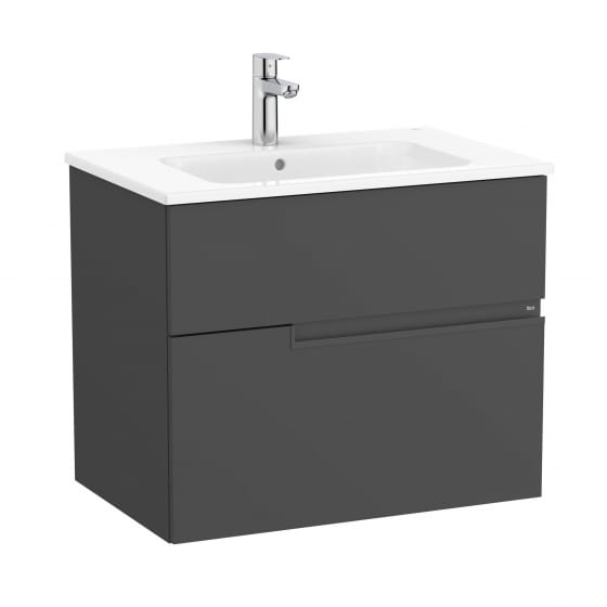Image of Roca: Victoria-N Unik Wall-hung Compact Vanity Unit with Basin & Two Drawers (700mm)
