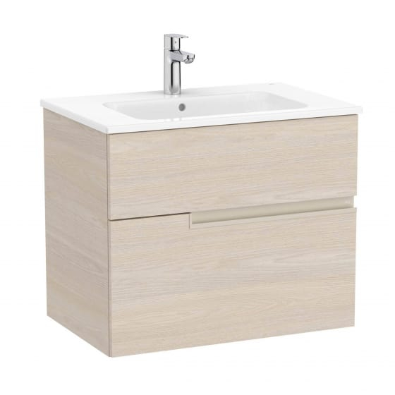 Image of Roca: Victoria-N Unik Wall-hung Compact Vanity Unit with Basin & Two Drawers (700mm)