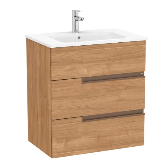 Image of Roca: Victoria-N Unik Wall-hung Vanity Unit with Basin & Three Drawers (700mm)