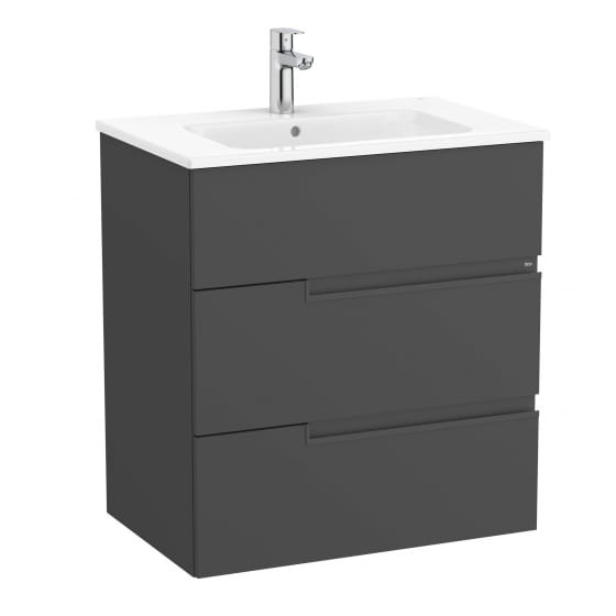 Image of Roca: Victoria-N Unik Wall-hung Vanity Unit with Basin & Three Drawers (700mm)