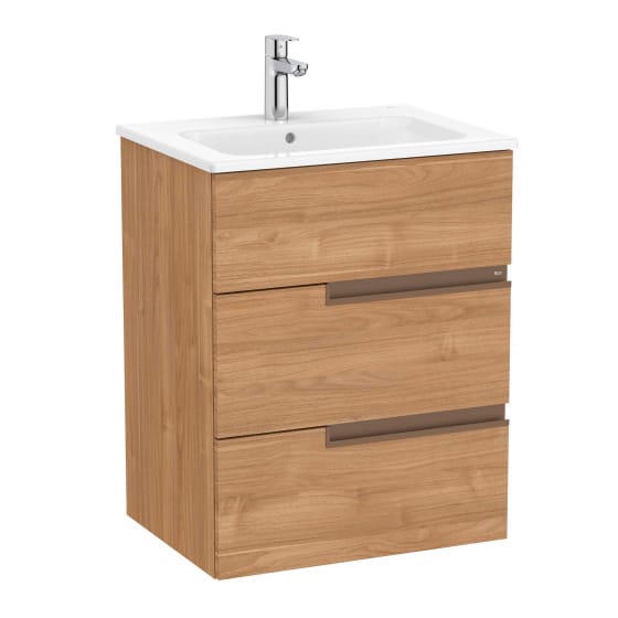 Image of Roca: Victoria-N Unik Wall-hung Vanity Unit with Basin & Three Drawers (600mm)