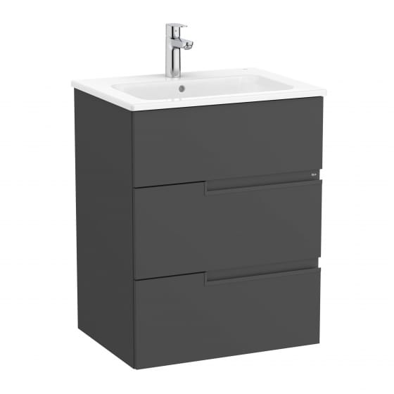 Image of Roca: Victoria-N Unik Wall-hung Vanity Unit with Basin & Three Drawers (600mm)