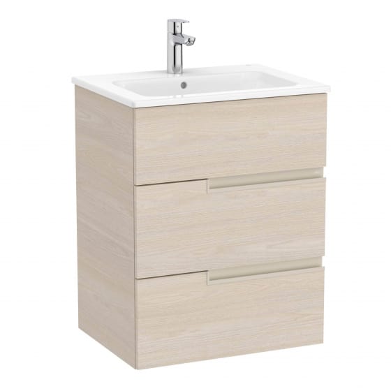 Image of Roca: Victoria-N Unik Wall-hung Vanity Unit with Basin & Three Drawers (600mm)