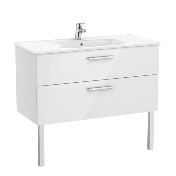 Image of Roca: New Victoria Wall-hung Vanity Unit with Basin & Two Drawers (1000mm)