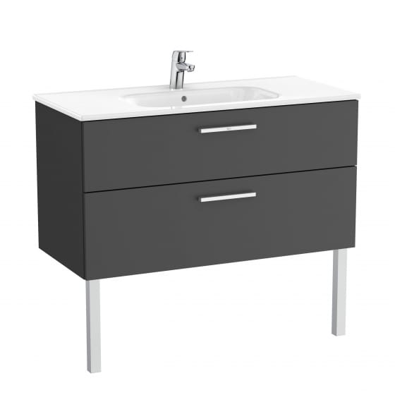 Image of Roca: New Victoria Wall-hung Vanity Unit with Basin & Two Drawers (1000mm)