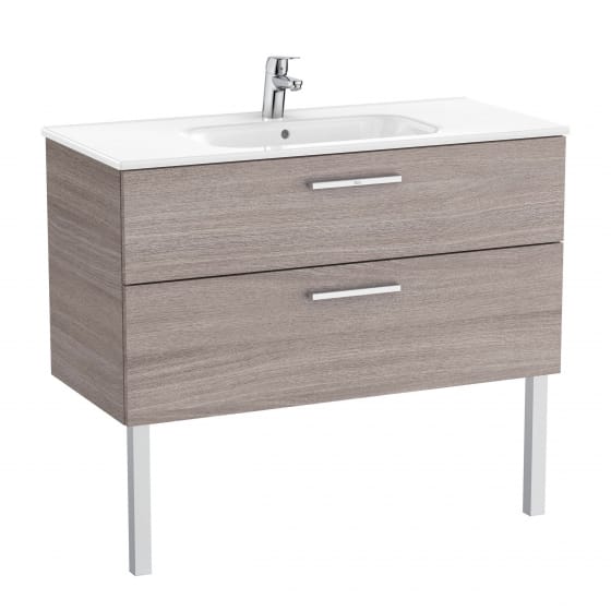 Image of Roca: New Victoria Wall-hung Vanity Unit with Basin & Two Drawers (1000mm)