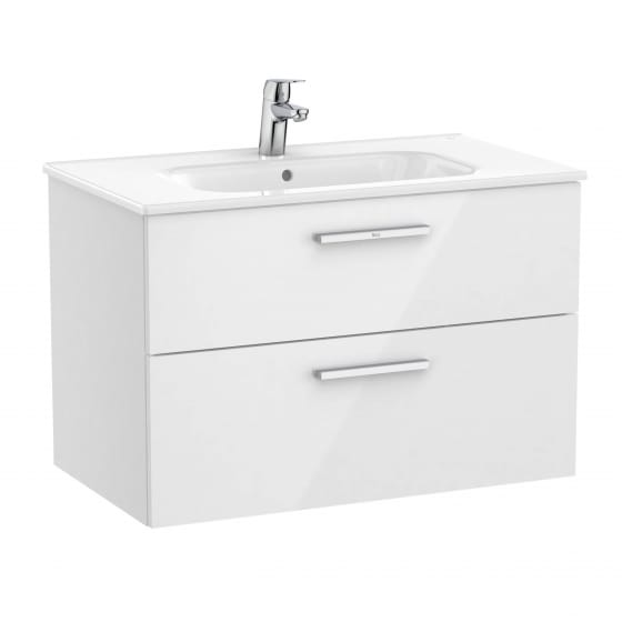 Image of Roca: New Victoria Wall-hung Vanity Unit with Basin & Two Drawers (800mm)
